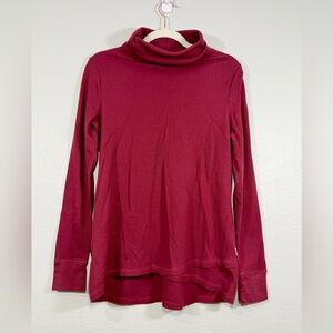 Eddie Bauer Turtleneck Burgundy Red Long Sleeve Ribbed Warm Holiday Women Large